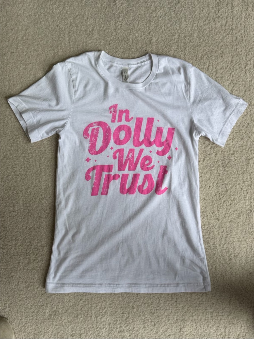 Pink "In Dolly We Trust" Dolly Parton Small S Tee Shirt T Shirt